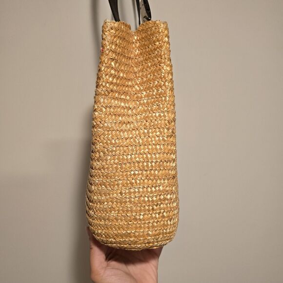 Vintage Boho Wheat Straw Yellow Rattan Lined Shoulder Bag Purse 90s Cottage Vtg - Picture 5 of 12